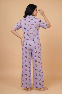 Zivame Mickey & Friends Knit Cotton Loungewear Set - Pastel Lilac — thumbnail 3